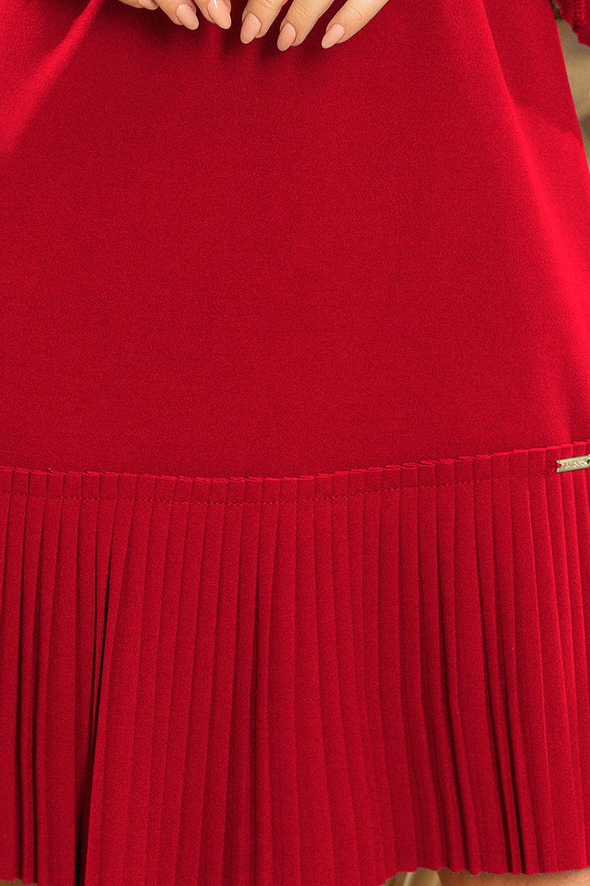  228-4 LUCY - plisowana wygodna sukienka - BORDOWA 